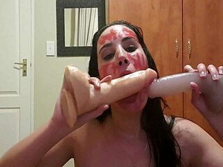 Punish yourself with pissing, slapping, and gagging while talking dirty!