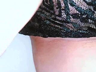 Naughty babe whispers, 'I'm fingering my shaved pussy in this public restroom for the hidden cam'