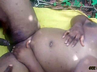 Ebony babe gets fucked in soft sweet doggy style with blowjobs