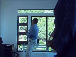 a beautiful girl with small tits rode a strong man on a boat