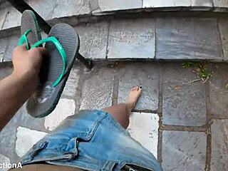 Eighteen 18+ wettin feet pussy public toilet outdoor sport fetish