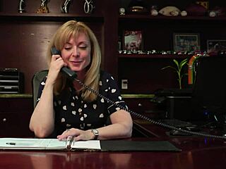 Why does the busty blonde boss lick wet cunts at the office?