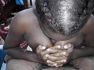 ebony babe with big boobs in hardcore scene with deepthroat