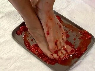 i pee in strawberries and trample them with my beautiful feet