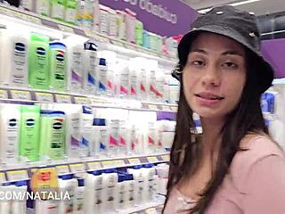 I meet my ex-girlfriend at the market and pay her bill in exchange for sex, bending her over for passionate teen 18+ action with her cute ass and pussy.