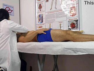 Cock rises in front of nurse!