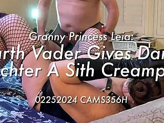 granny princess leia darth vader gives darth tochter a sith creampie in taboo scenario