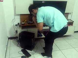 Housewife Shows New Lingerie to Technician for Opinion