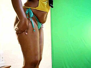 asian milf tries on sexy sunflower bikini in reality haul