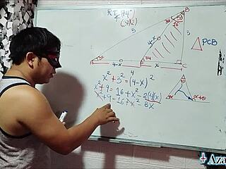 Asian student and teacher explore double sexual math in bedroom!