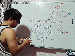 Asian student and teacher explore double sexual math in bedroom!