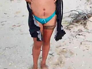 latina showing off on mexican beach in homemade video