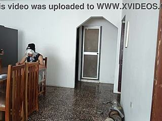 Maid whore shows her ass on camera