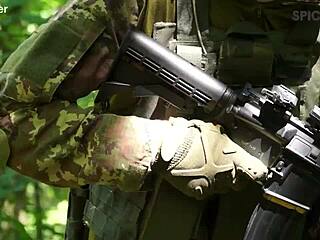 this shameless bastard gets a blowjob from the redhead milf outdoors