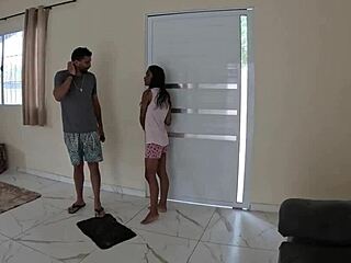 The plumber checks the leak in the skinny teen's room and fucks her tight pussy.