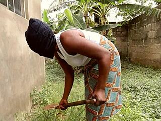 Nonstop doggystyle in garden with big black cock