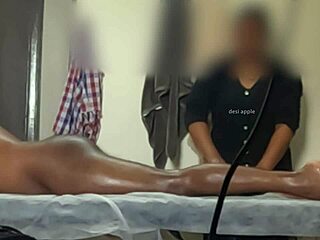 Asian big ass flashing to Thai massage girl - will she notice or join the fun?