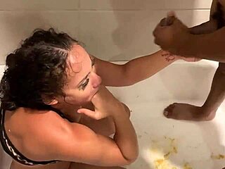 Carmela Clutch Gags on Massive BBC While Getting Fucked Doggystyle in Steamy Shower