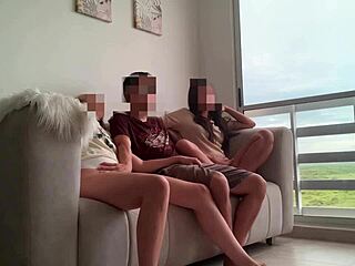 My Best Friend and Stepsister Invite Me Over for Movie but Share My Cock in Hot MFF Threesome!