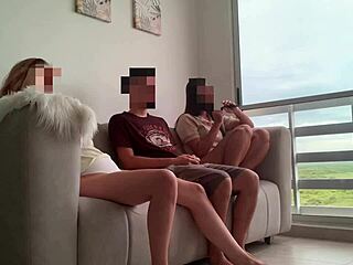 My Best Friend and Stepsister Invite Me Over for Movie but Share My Cock in Hot MFF Threesome!