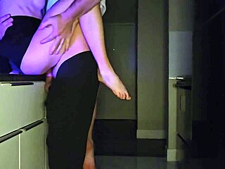 Oh Wow, Petite Brunette Babe in Dress and Socks Moans Loudly During Kitchen Sex!