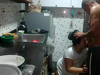 My stepsister's boyfriend couldn't resist my huge ass so he fucked me doggystyle in the kitchen with his monster cock!