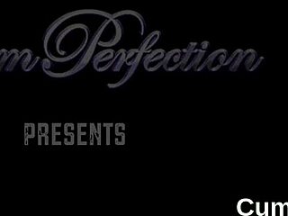 Hot honey gets jizz shot on her face eating all the cream