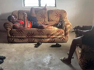 A Gist With My Long Time Colleagues Turns Into Amateur Ebony 4some Sex