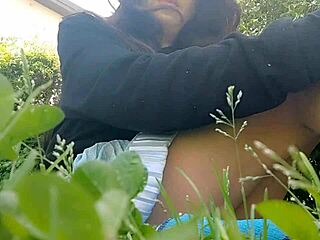 this whore just starts pissing and burping out in the public park with no underwear on