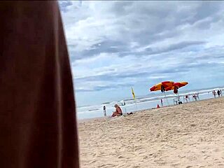 Public Beach Handjob And Cumshot From Milf With Big Tits Pov
