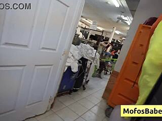 Horny brunette teen nikki mars takes big cock in laundromat pov