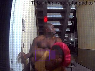 Caught fucking outside with petite ebony moaning on big black cock sideways.