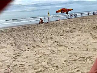 Public Beach Handjob And Cumshot From Milf With Big Tits Pov