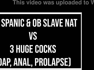 Slutty Brazilian Cuties Giih Spanic And Nat Take On Three Huge Cocks In Wild Orgy