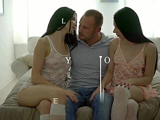 Teen threesome explodes with young 18+ wet babes bent over in bedroom for hardcore fucking