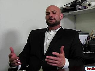 Whoa, this busty blonde babe is fucking her boss hard to land that office job.