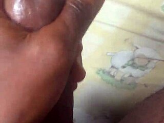 Big black cock masturbating solo with huge monster cock in close up view for intense pleasure session outdoors