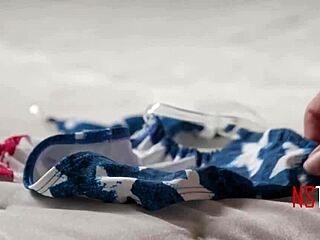 Lesbian Step Sisters Scissoring And Licking Pussy During 4th Of July Workout Freedom!