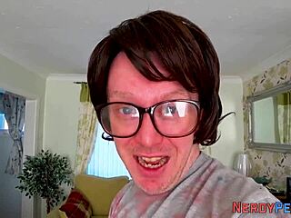 Big tit slut swallows nerds dick