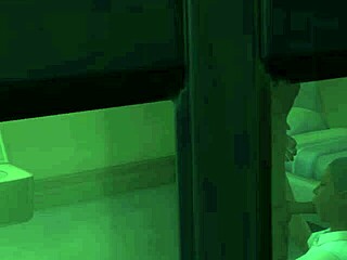 Caught this voyeur scene of inmate watching ebony deepthroat blowjob on lucky old dwarf cock