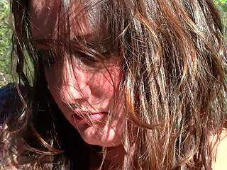 Hey, check this sweet slender flower girl fingering her pussy and using a vibrator in nature for orgasm!