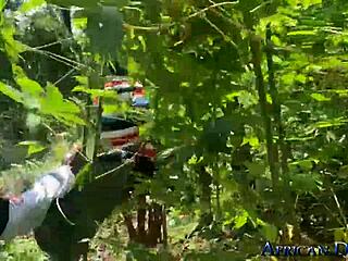 behind the scenes outdoor production with ebony curvy model and big black cock