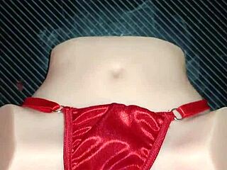 anal sex with candy in sexy red thong with pompon