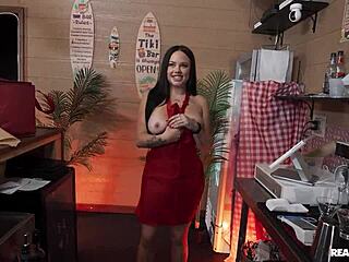 Choking on deepthroat blowjob in sandwich shop with gagging face fucking reality! 😈🍔