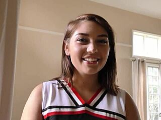 Blue-eyed pawg teen Vivian Taylor with big ass chats up older guy for rough sex and licks his asshole.