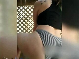 Fucking pierced pussy outside like slut with dildo