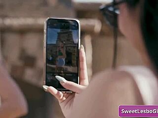 stunning blonde lesbian babe seduces petite 18+ brunette friend and kiss tender