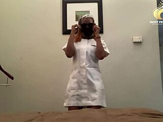 Ebony nurse bangs interviewer with big black cock blowjob and double penetration for hospital promotion