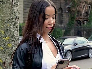 flirtatious waitress lia lin gets first date deepthroat and doggystyle fucking from customer