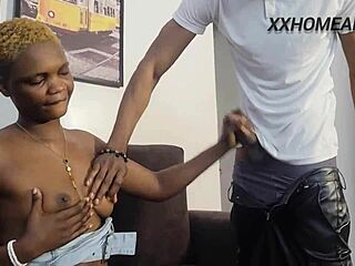 Sexy delivery girl in mini skirt bends over for big cock pounding in doggystyle quickie